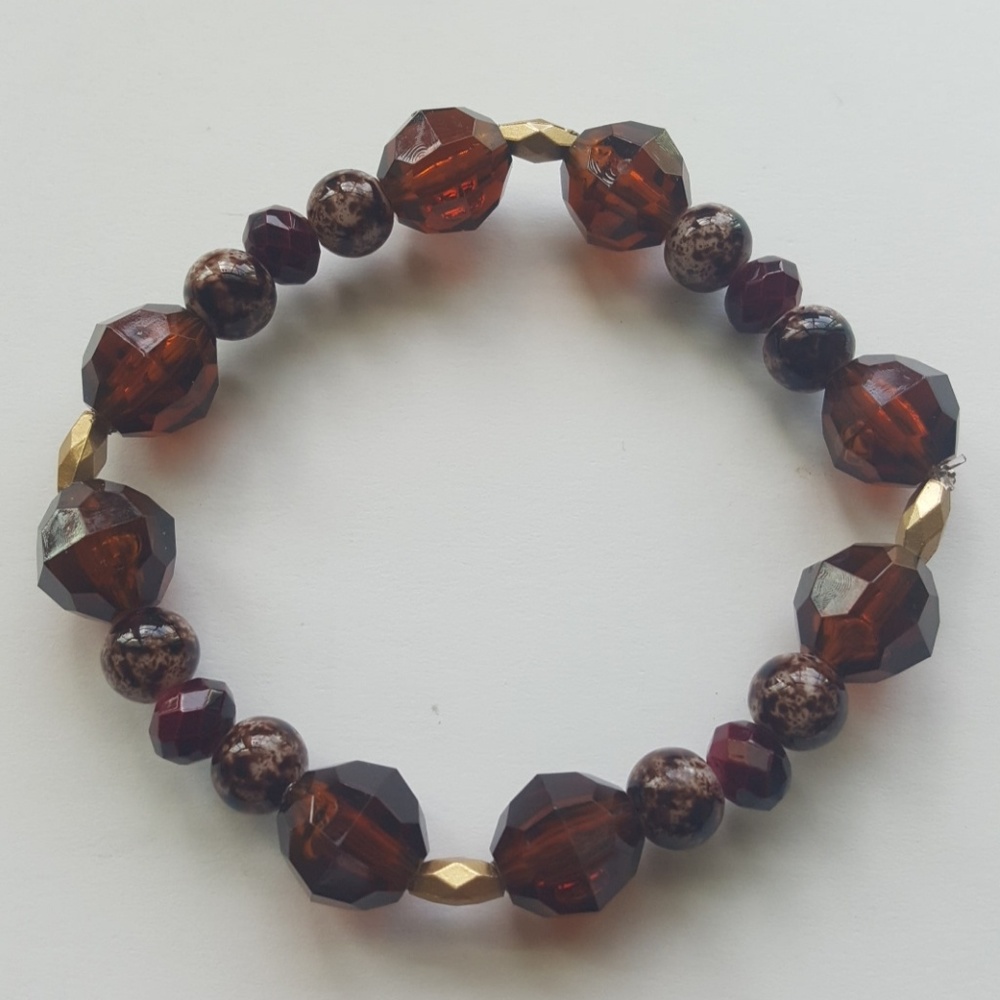 ❤Speckled Statement Bracelet, Brown//Garnet red ❤️